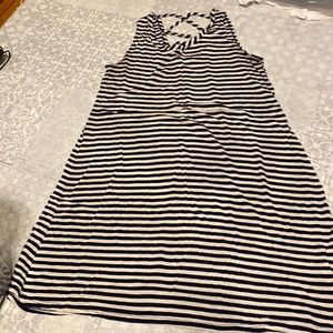 Blue and white stripped a-line dress
